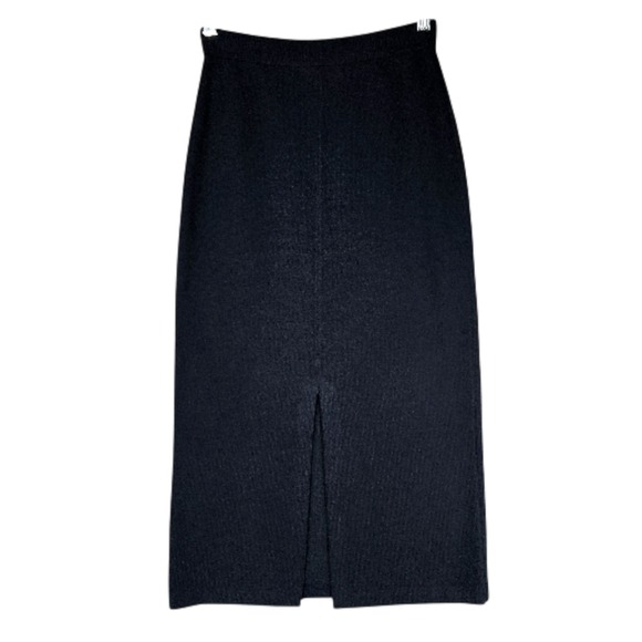 St John Collection Maxi Skirt sz 2 Black Santana Knit Back Slit Wool Rayon - Picture 2 of 11